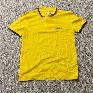 Nautica Vibrant Yellow Polo Shirt with Black Accents